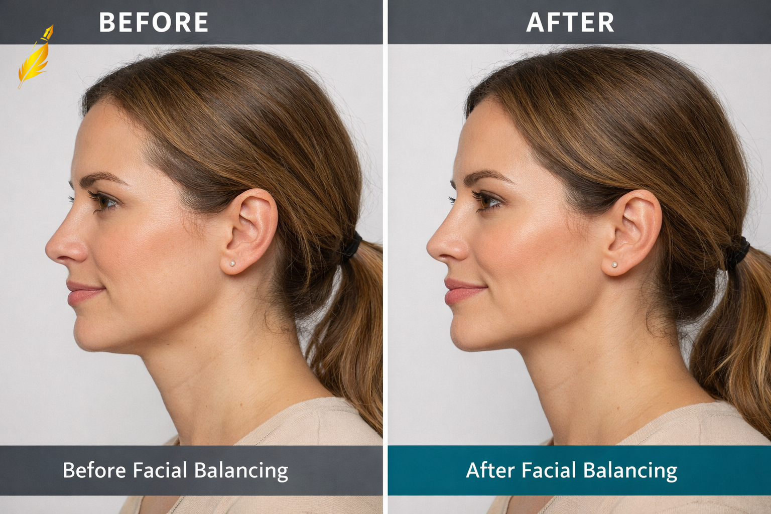 Facial balancing before and after results showing improved facial harmony